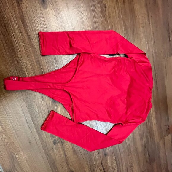 Forever 21 Red Contour Sculpt Long Sleeve Bustier Bodysuit Small - Picture 10 of 10